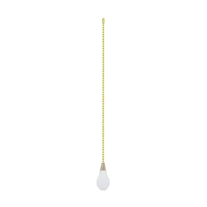 # 20501-21, 12" White Finish Wooden Knob Pull Chain with Metal Top in Polished Brass