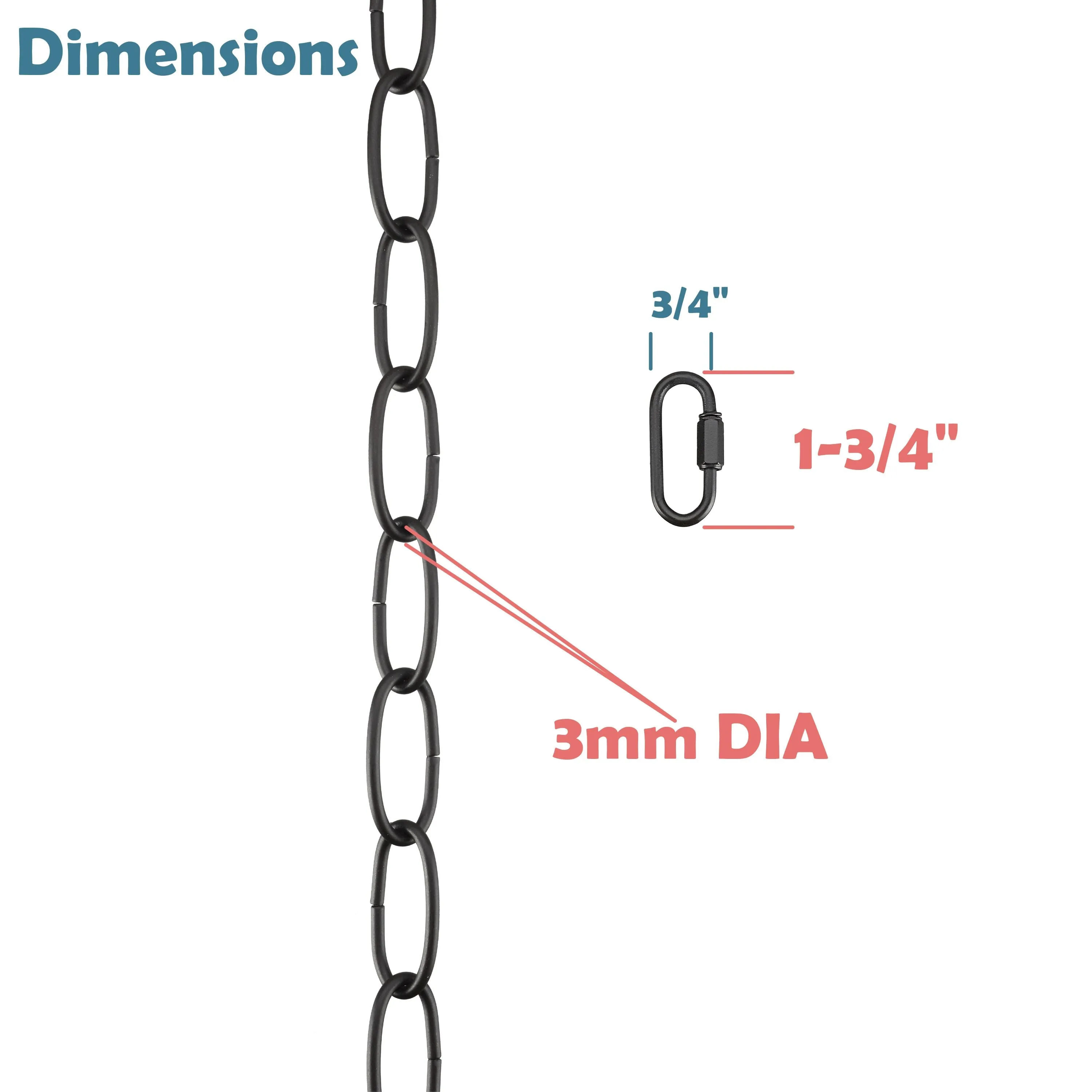 # 21108-81,Steel 6 Feet Heavy Duty Chain & Quick Link Connector for Hanging Up Maximum Weight 40 Pounds-Lighting Fixture/Swag Light/Plant in Oil Rubbed Bronze.11 Gauge.