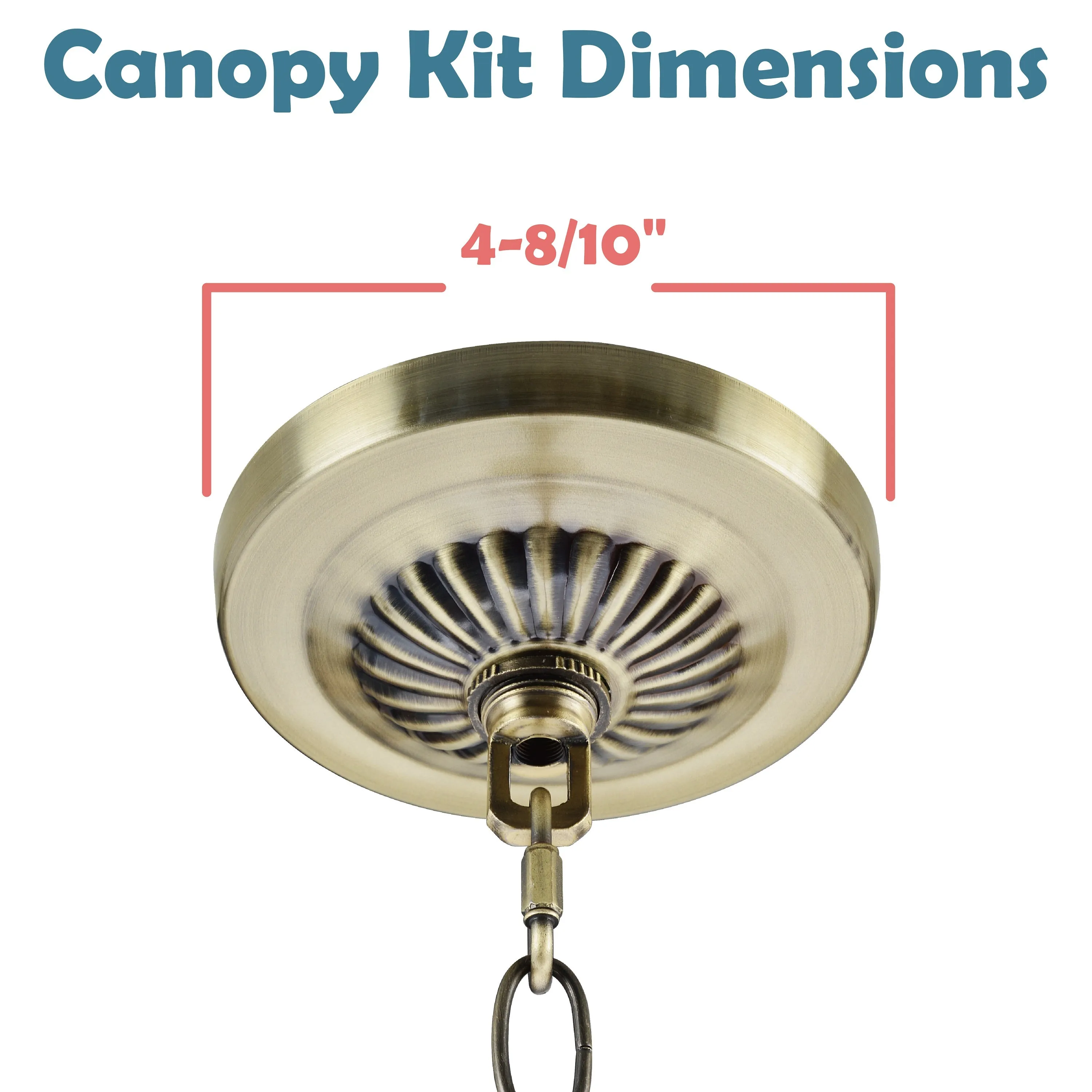 # 21519-21 Transitional Fixture Canopy Kit, 4-3/4" Diameter with Collar Loop, 1" Center Hole, Antique Brass, 6Ft Heavy Chain, 1 Sets/Pack