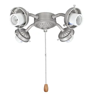 # 22003-11, Four-Light Ceiling Fan Fitter Light Kit with Pull Chain, 12" Wide, Brushed Nickel