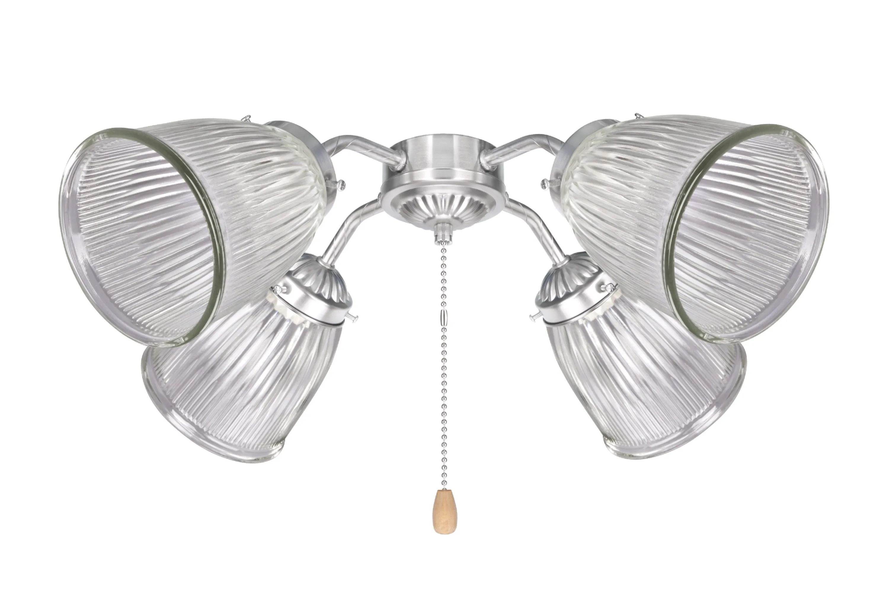 # 23025-4 Transitional Style Replacement Bell Shaped Clear Ribbed Glass Shade, 2 1/4" Fitter Size, 5" high x 4 1/4" diameter, 4 Pack