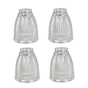 # 23025-4 Transitional Style Replacement Bell Shaped Clear Ribbed Glass Shade, 2 1/4" Fitter Size, 5" high x 4 1/4" diameter, 4 Pack