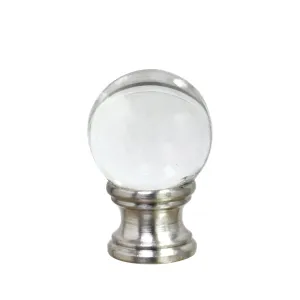 # 24014, 1 Pack Clear Glass Ball Lamp Finial in Nickel Finish, 1 1/2" Tall