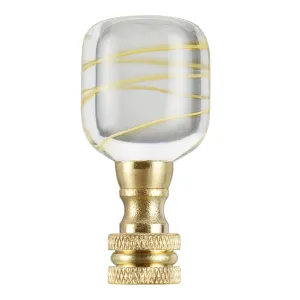 # 24024-21, Clear with Yellow Line Glass Lamp Finial in Copper, 2" Tall