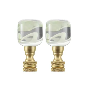 # 24026-42, Clear with Green Grain Glass Lamp Finial in Copper, 2" Tall, 2 Pack