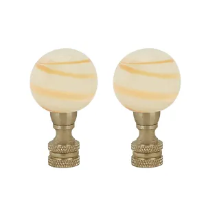 # 24027-12, Milky with Tangerine Grain Glass Lamp Finial in Copper, 2" Tall, 2 Pack