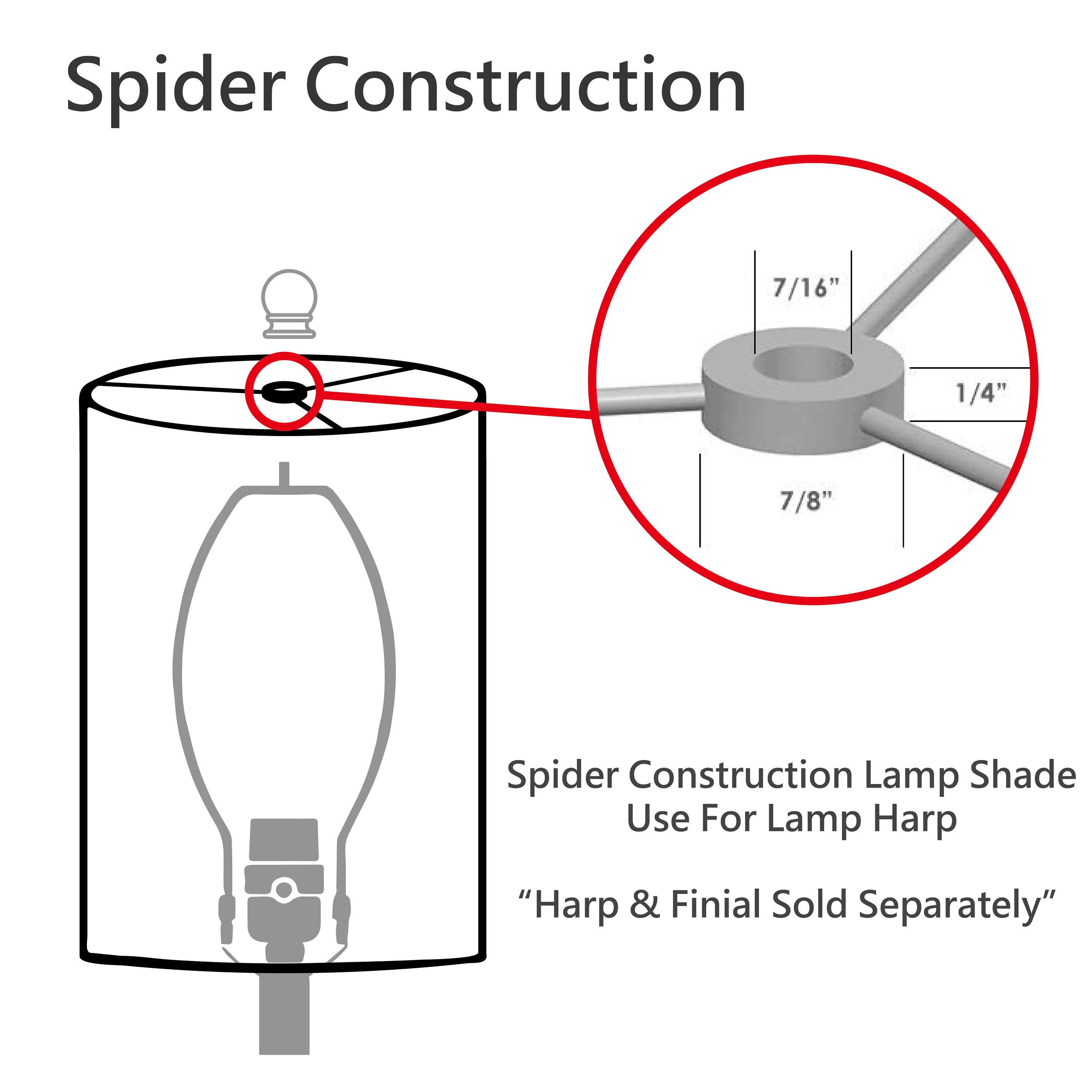 # 30222 Transitional Bell Shaped Spider Construction Lamp Shade in Off White, 13" wide (7" x 13" x 9 1/2")