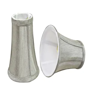 # 30246-X Small Bell Shape Chandelier Clip-On Lamp Shade Set of 2, 5, 6,and 9, Transitional Design in Silver Grey, 4" bottom width (2 1/2" x 4" x 5" )