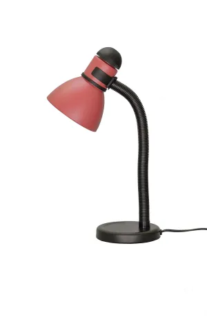 # 40039-2, One-Light High Desk Lamp with Metal Lamp Shade and Rotary Switch, Modern Design in Black & Burgundy, 19" High