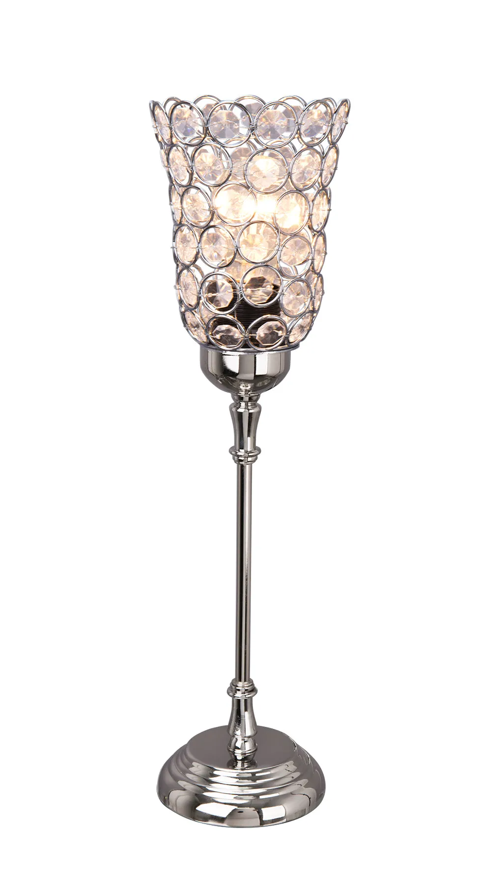 # 40139-02, Two Pack Set - 17 1/2" High Transitional Metal Table Lamp, Chrome and Beaded Acrylic Lamp Shade, 4 1/2" Wide