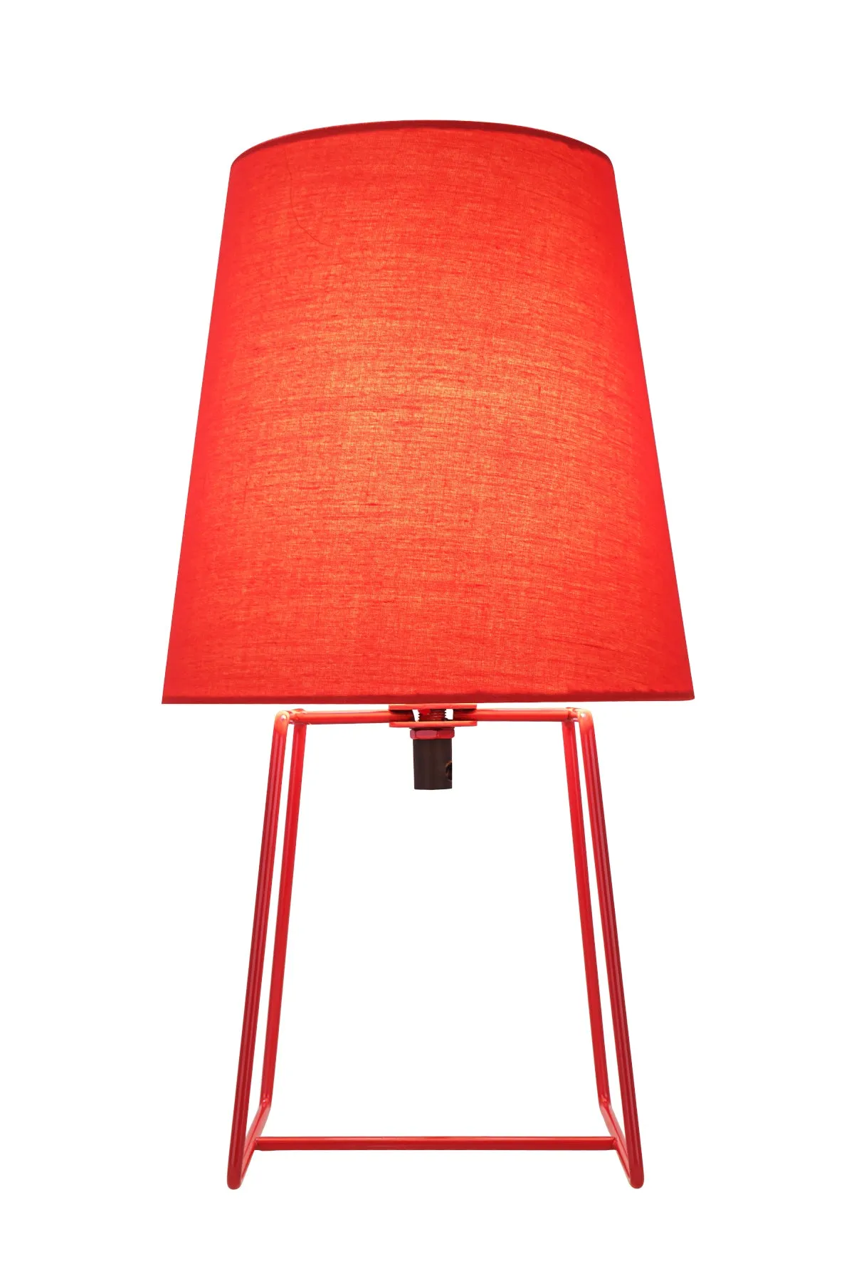 # 40172-21, 13" High Transitional Metal Accent Table Lamp, Red Painted Finish and Empire Shaped Lamp Shade in Red, 7" Wide