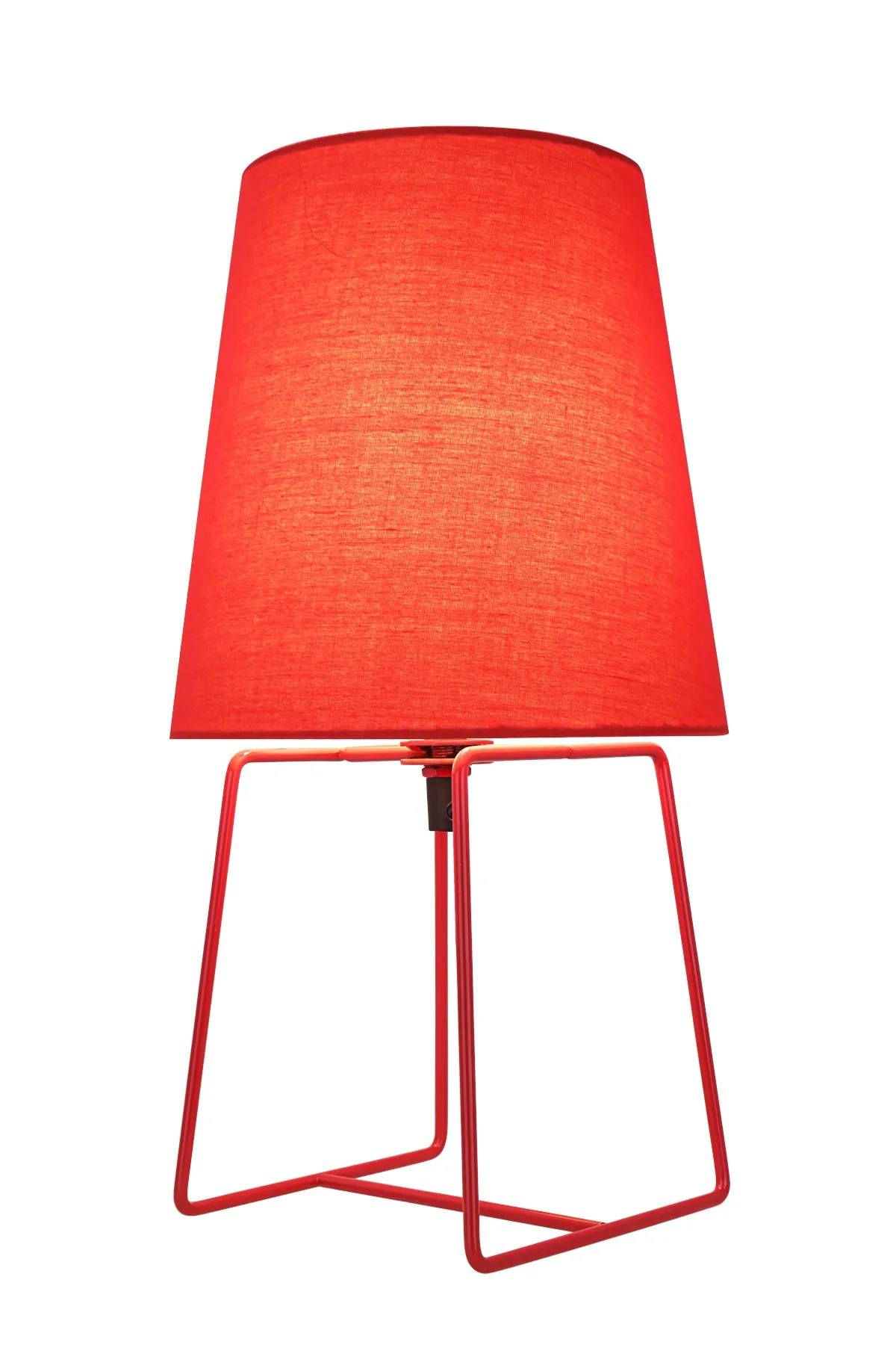 # 40172-21, 13" High Transitional Metal Accent Table Lamp, Red Painted Finish and Empire Shaped Lamp Shade in Red, 7" Wide