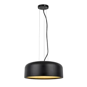 # 61066-3 Adjustable LED One-Light Hanging Mini Pendant Ceiling Light, Contemporary Design in Black Finish, Metal Shade, 5 1/2" Wide