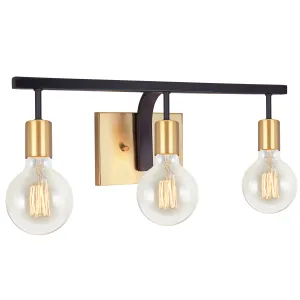 # 62176 Three-Light Metal Bathroom Vanity Wall Light Fixture, 19-1/2" Wide, Transitional Design in Bronze