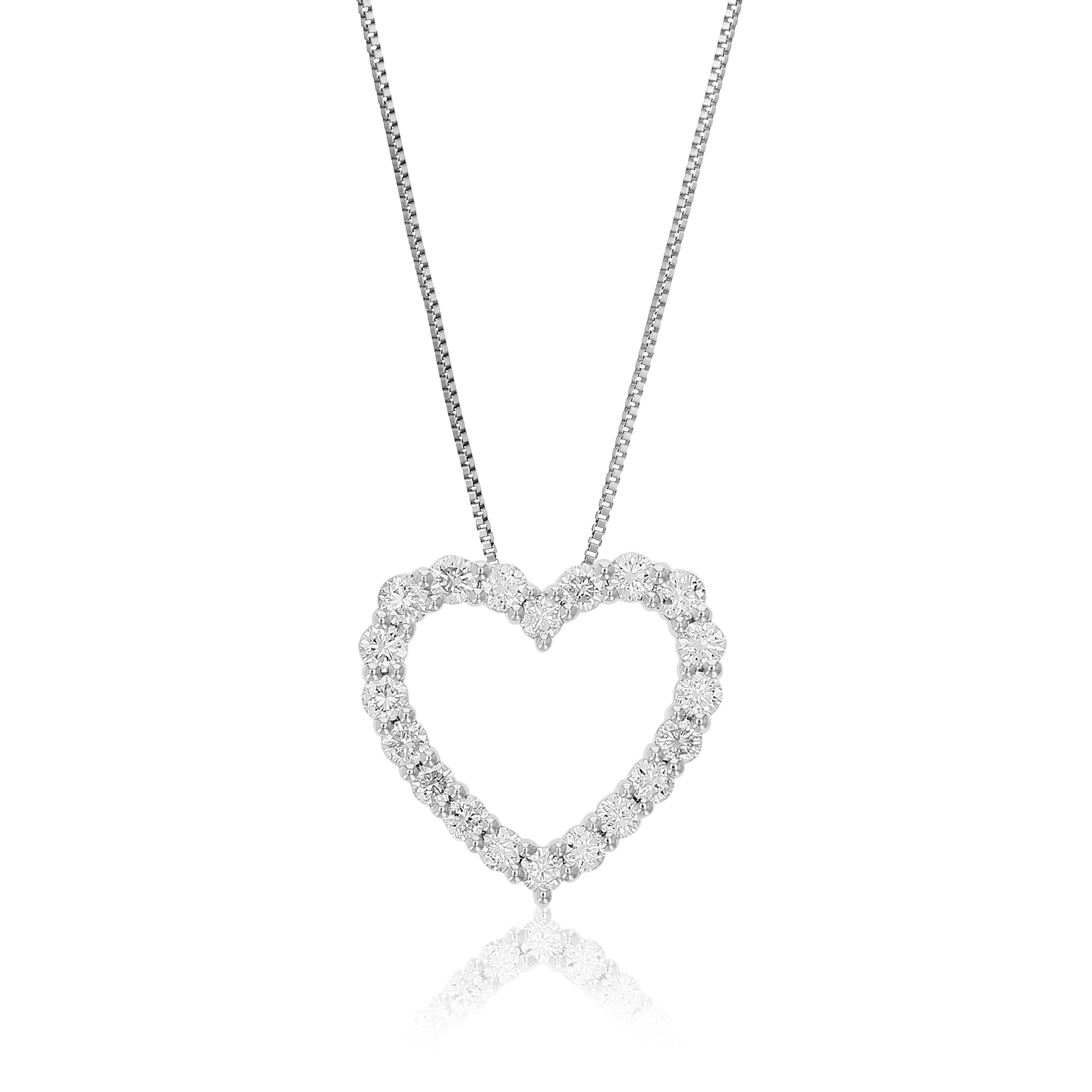 1 cttw Lab Grown Diamond Heart Pendant Necklaces Sterling Silver