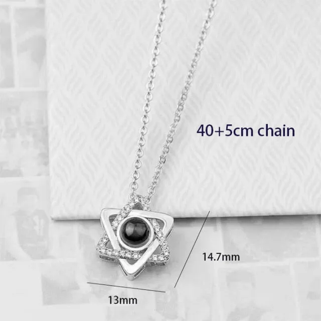 100 languages of love necklace Heart Pendant Wedding Romantic Memory Projection Necklace