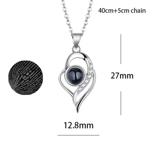 100 languages of love necklace Heart Pendant Wedding Romantic Memory Projection Necklace