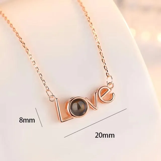 100 languages of love necklace Heart Pendant Wedding Romantic Memory Projection Necklace