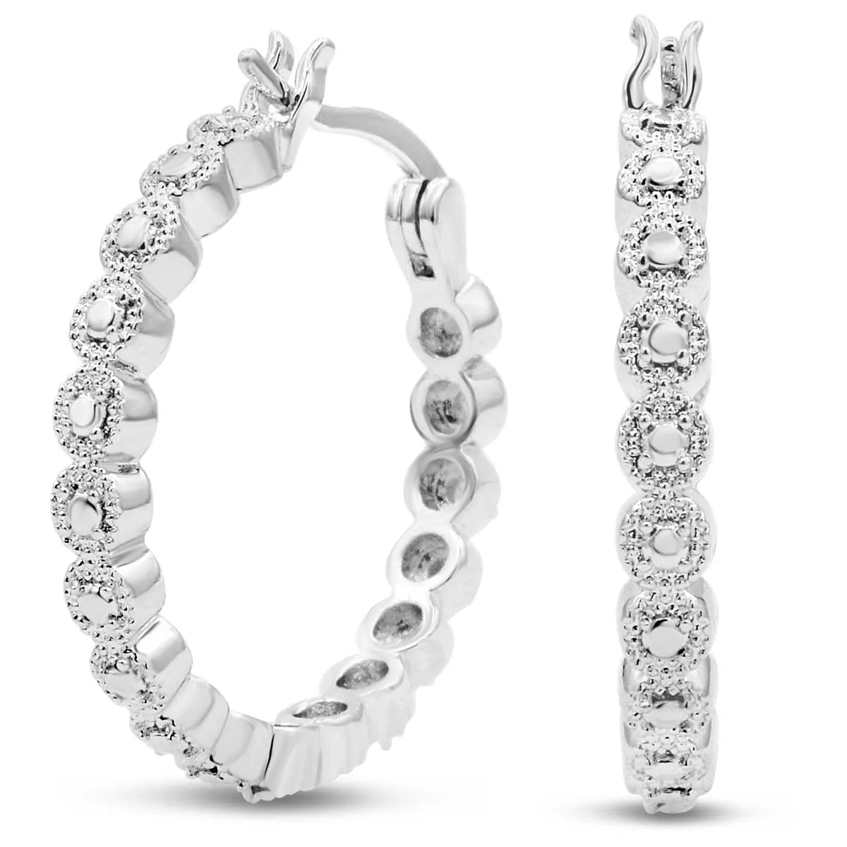 1/4 Carat Diamond Hoop Earrings, 3/4 Inch