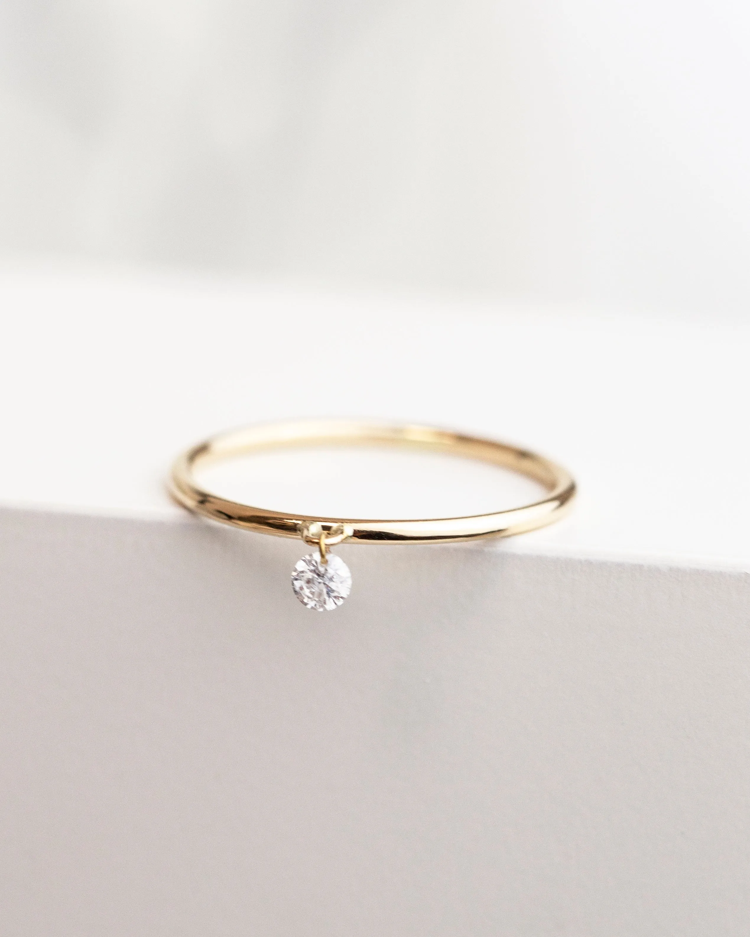 14k Bare Diamond Solid Ring