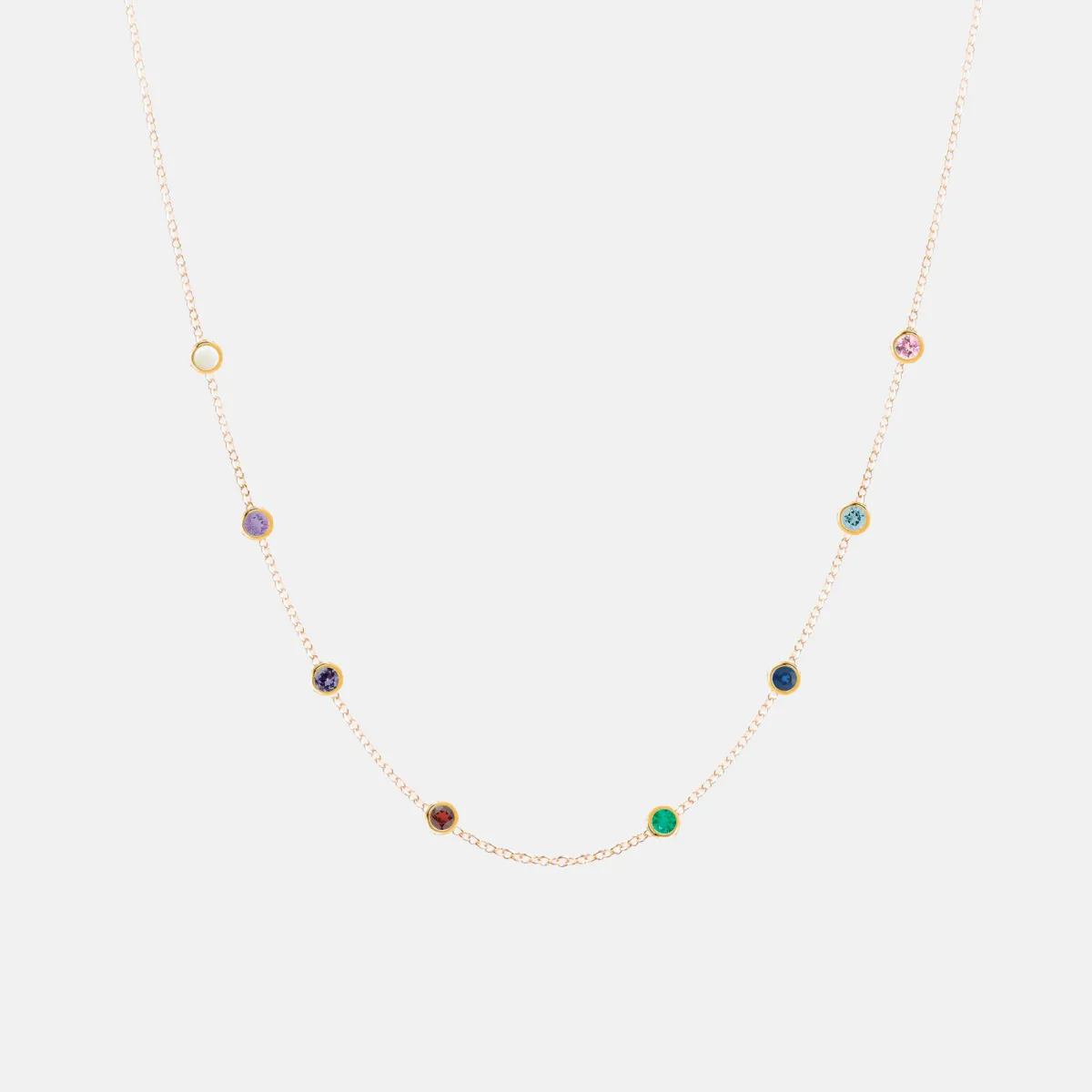 14K Gold Dainty Birthstone Necklace