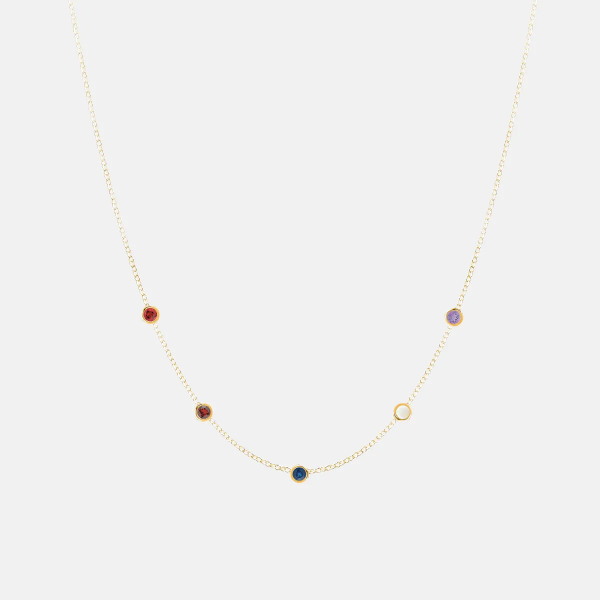 14K Gold Dainty Birthstone Necklace