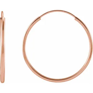 14K Rose Gold Flexible Endless 20 mm Hoop Earrings