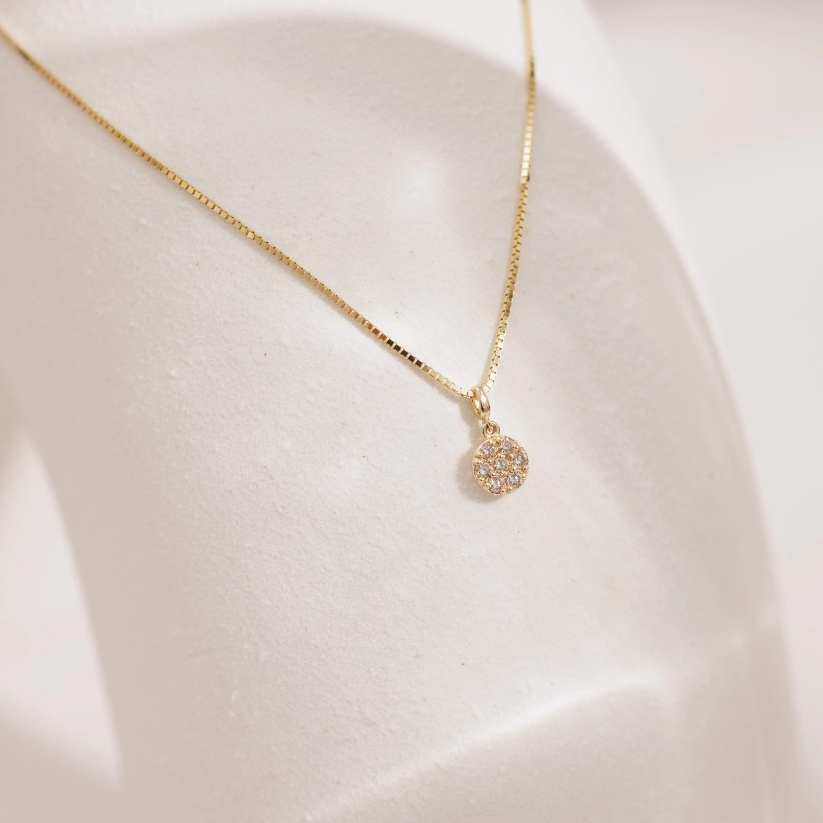 14k Solid Gold Tiny Diamond Dot Necklace