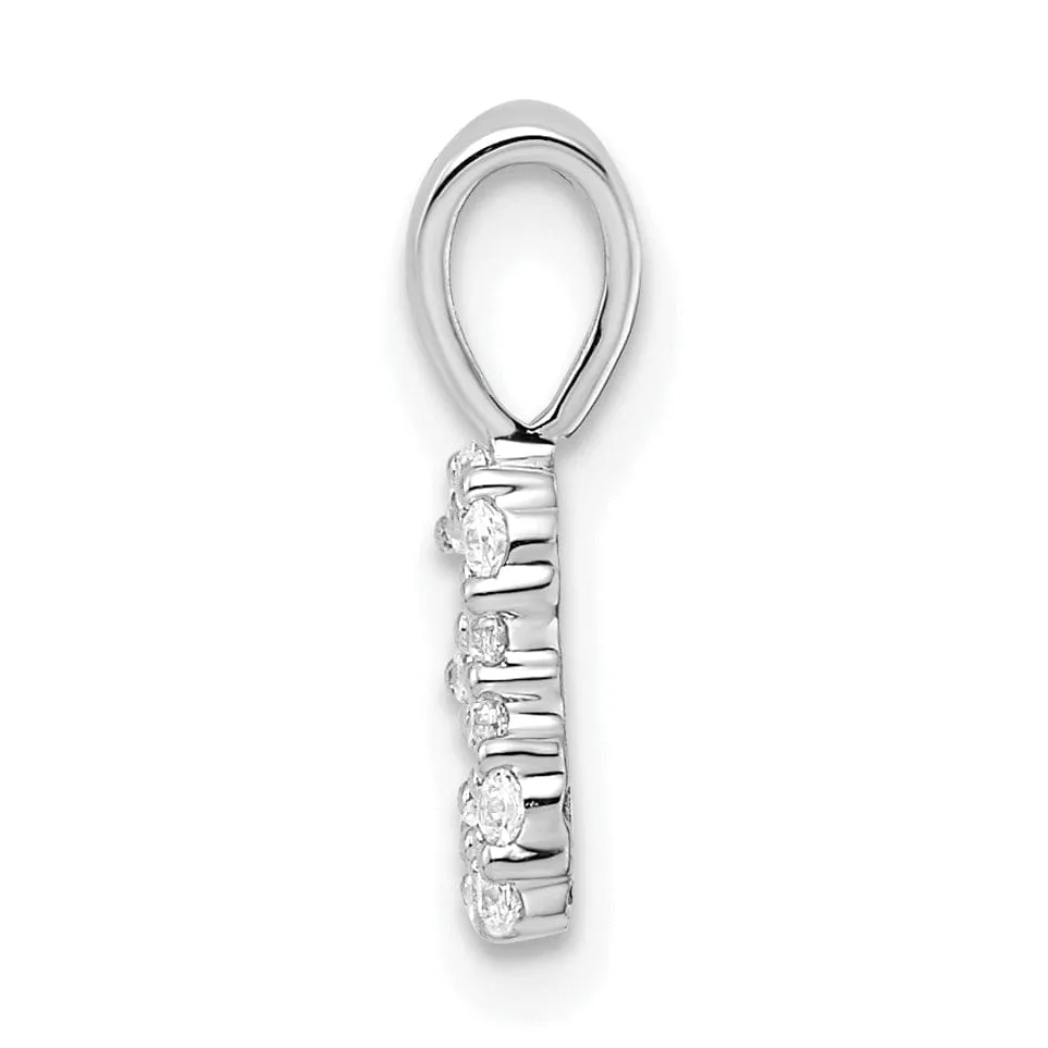 14k White Gold Polished Finish with Diamonds Number 3 Pendant