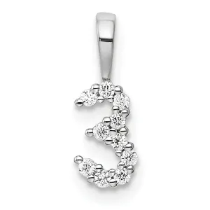 14k White Gold Polished Finish with Diamonds Number 3 Pendant