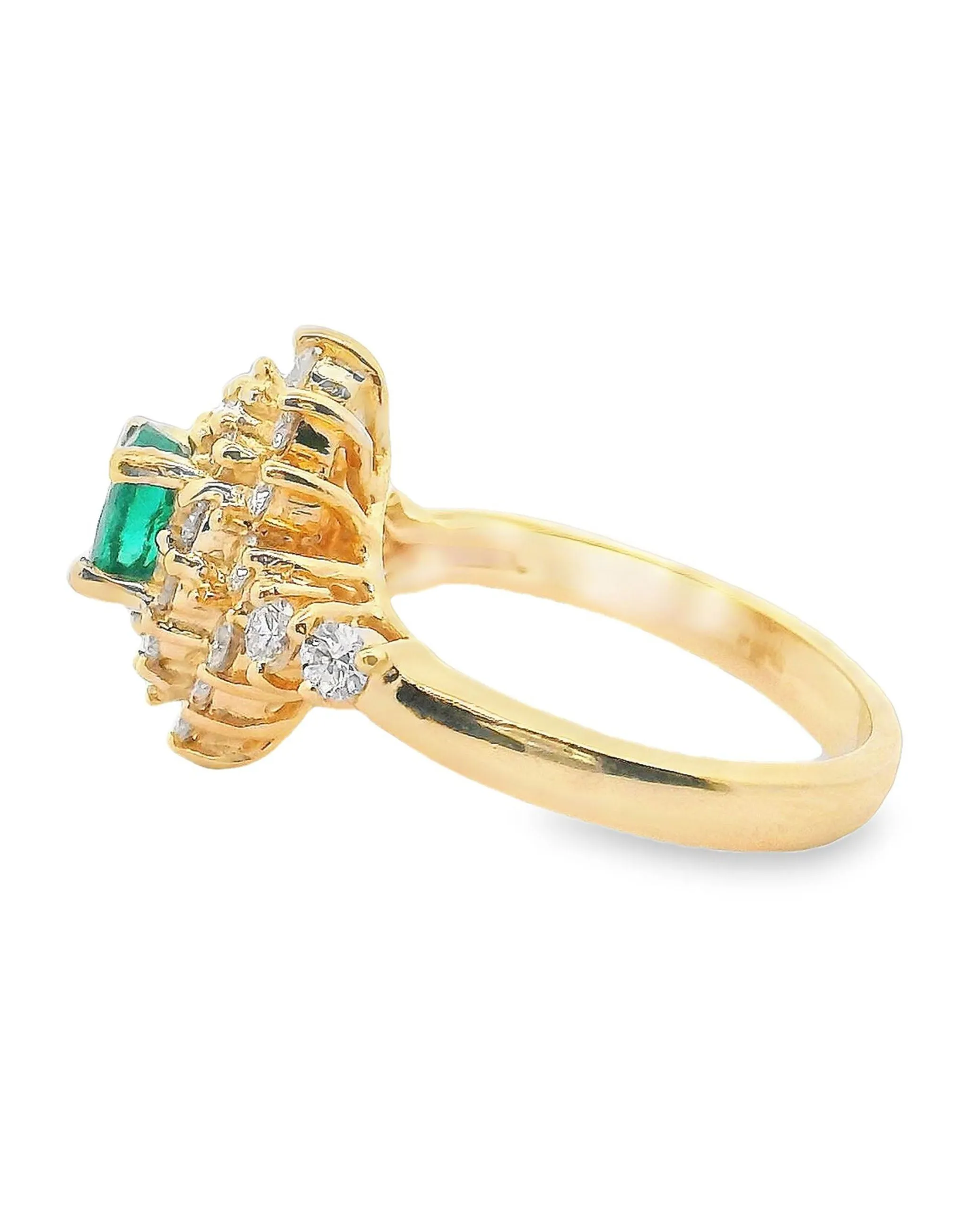 14K Yellow Gold Emerald and Diamond Ring