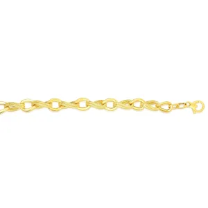 14k Yellow Gold Oval Link Fancy Bracelet, 8"