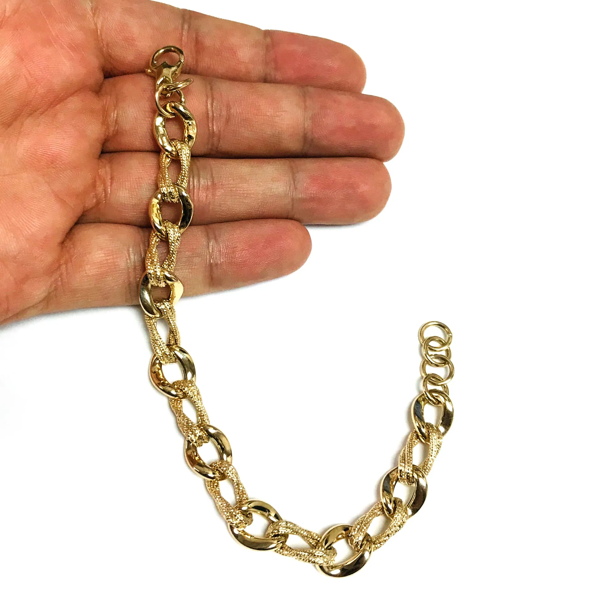 14k Yellow Gold Oval Link Fancy Bracelet, 8"