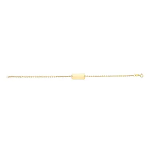 14k Yellow Gold Rectangular ID Bar Fancy Bracelet, 7