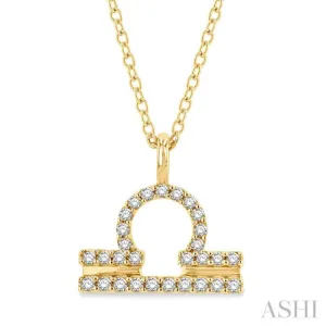 1/8 Ctw Libra Round Cut Diamond Zodiac Pendant With Chain in 14K Yellow Gold