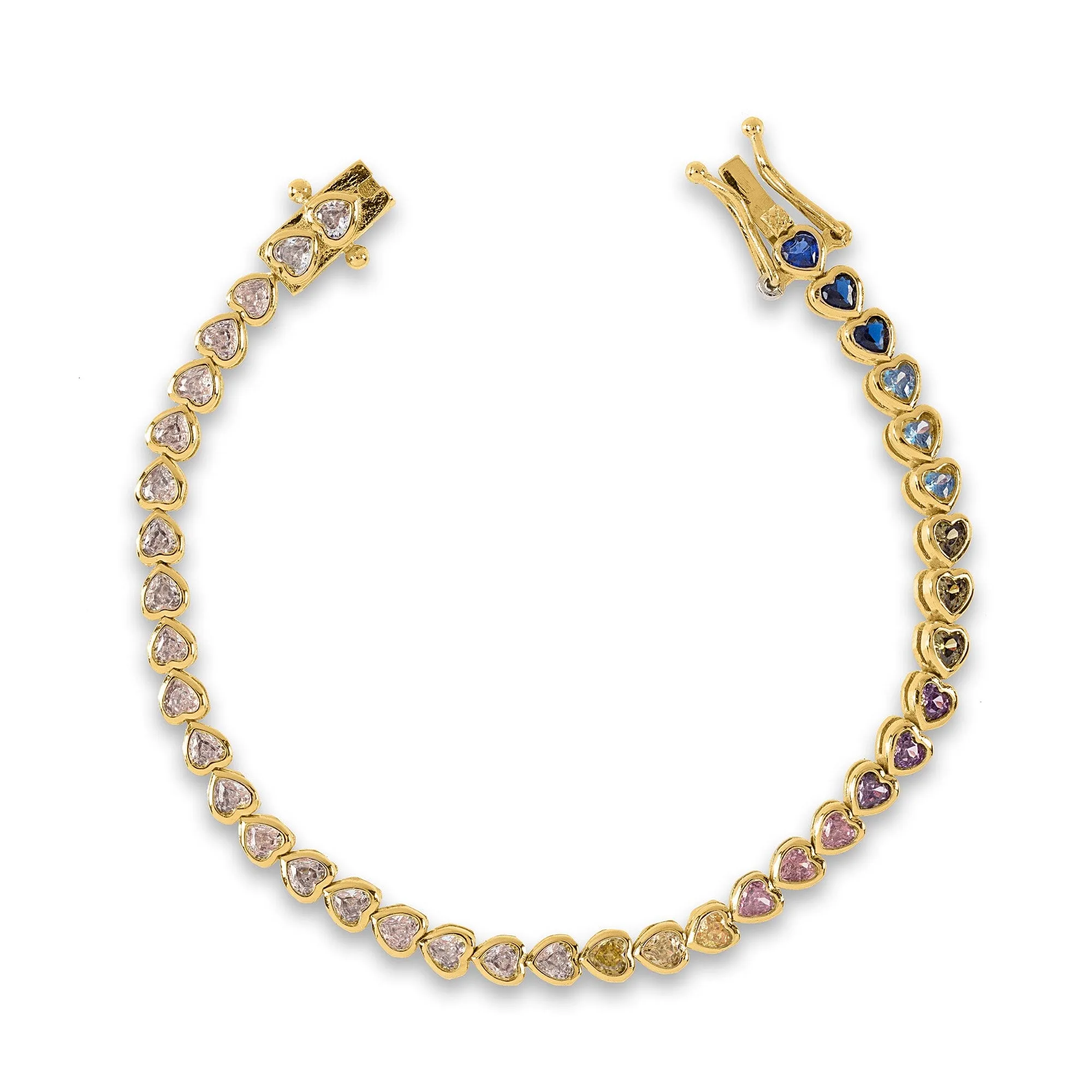 18k Gold Vermeil Pastel Gemstone Heart Tennis Bracelet: The Leticia