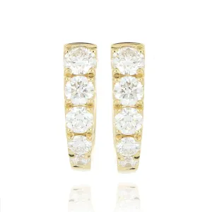 18k Yellow Gold Diamond Huggie Earrings