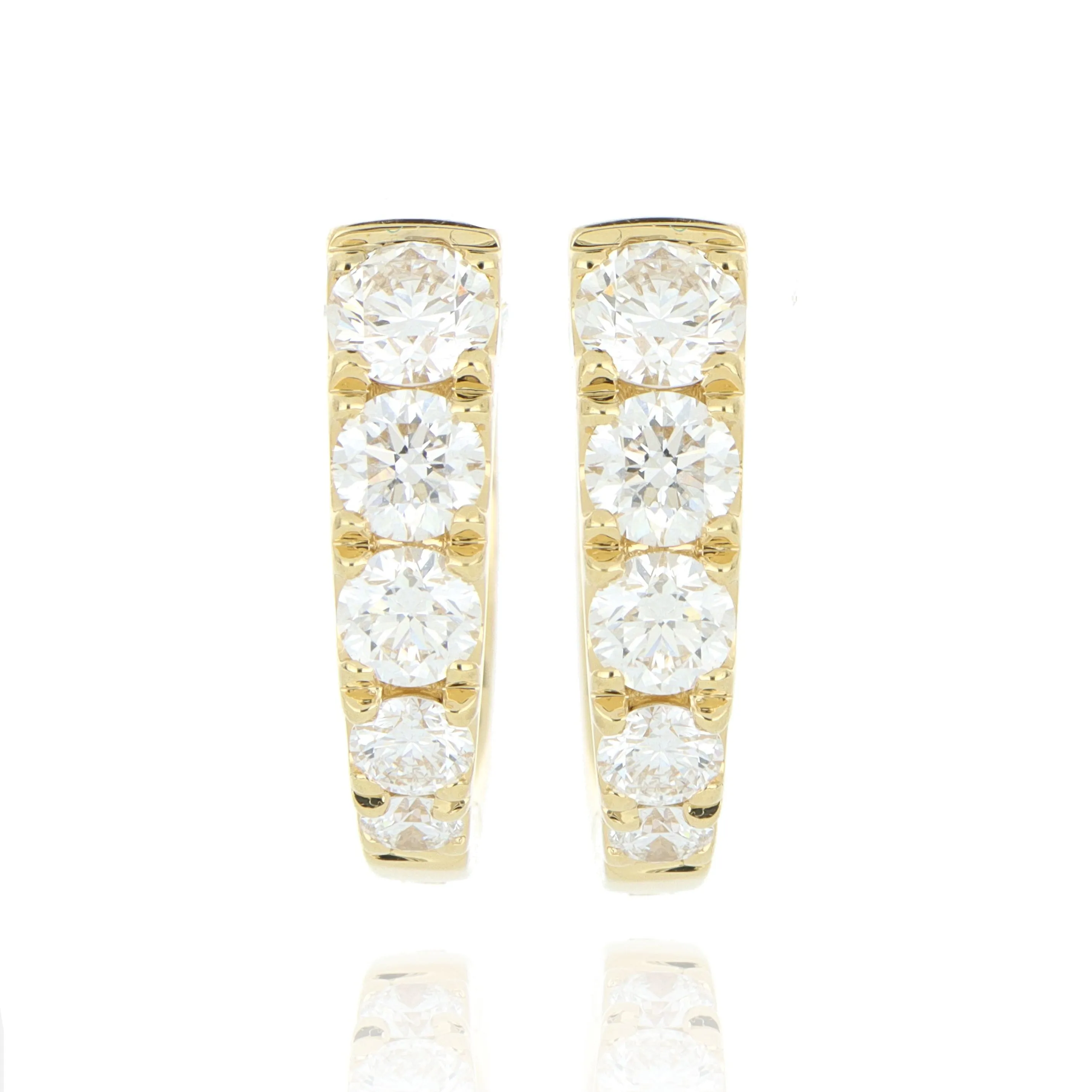 18k Yellow Gold Diamond Huggie Earrings