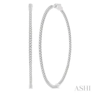 2 Ctw Inside-Out Round Cut Diamond 2-Inch Hoop Earrings in 14K White Gold