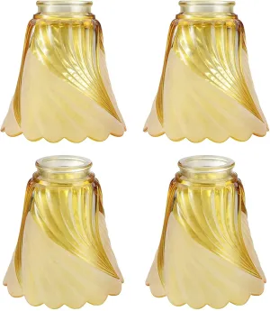 #23172-4 Transitional Amber Ceiling Fan Replacement Glass Shade.2-1/8"Fitter,4-3/4"Diameter x 4-7/8"Height.4 Pack