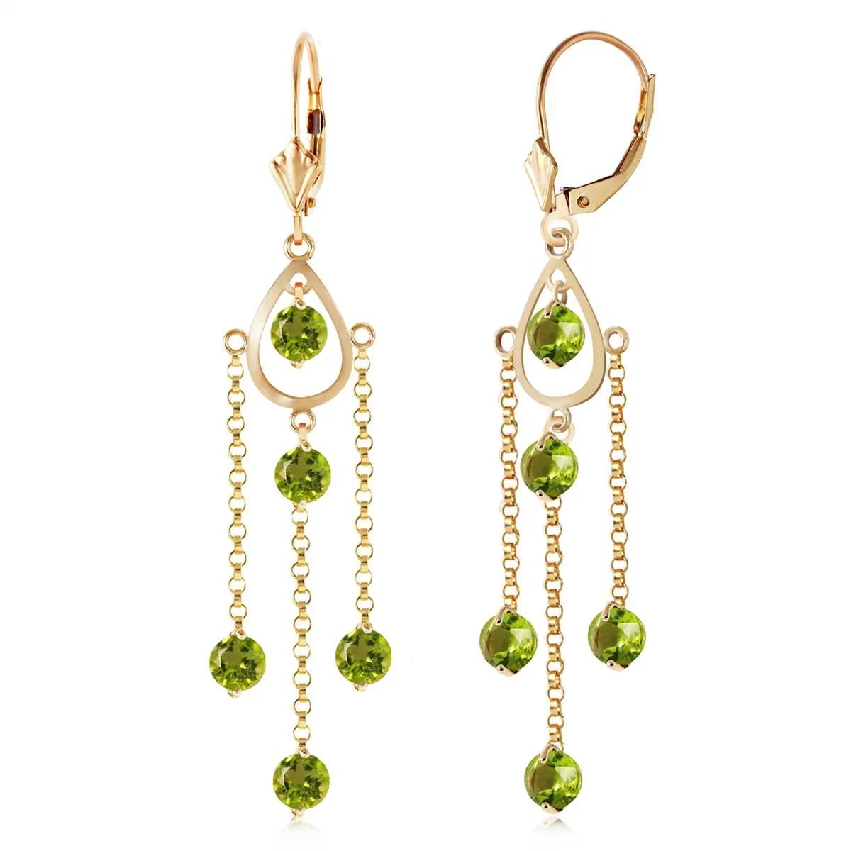 3 Carat 14K Solid Yellow Gold Paris Peridot Earrings