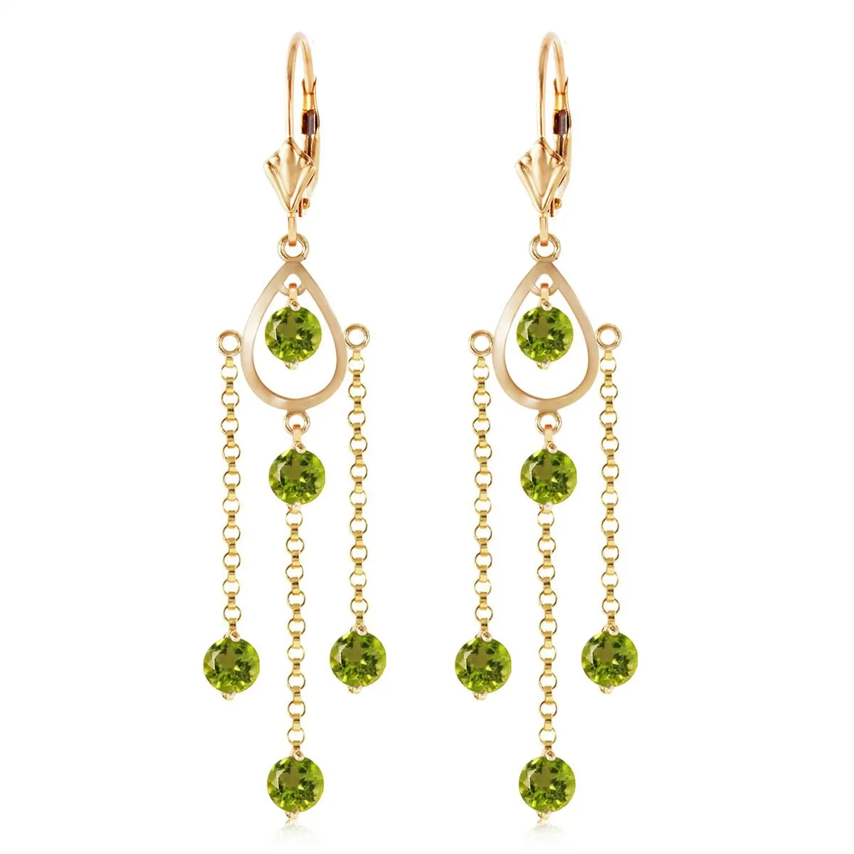 3 Carat 14K Solid Yellow Gold Paris Peridot Earrings