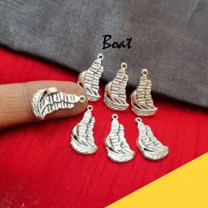 40 Pcs Pack, Boat Charms Pendant Jewelry Making Raw Materials , Color Plating Silver