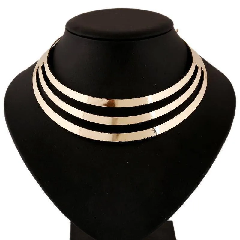 6 Designs Multilayer Geometric Statement Necklaces