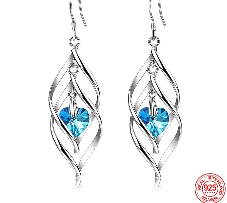 925 Sterling Crystal Long Dangle Earrings