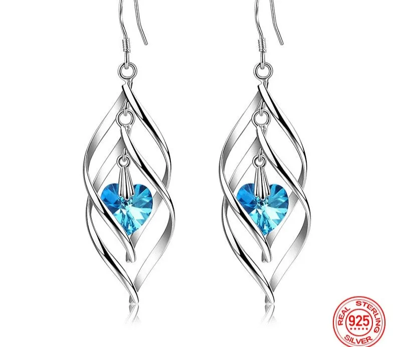 925 Sterling Crystal Long Dangle Earrings