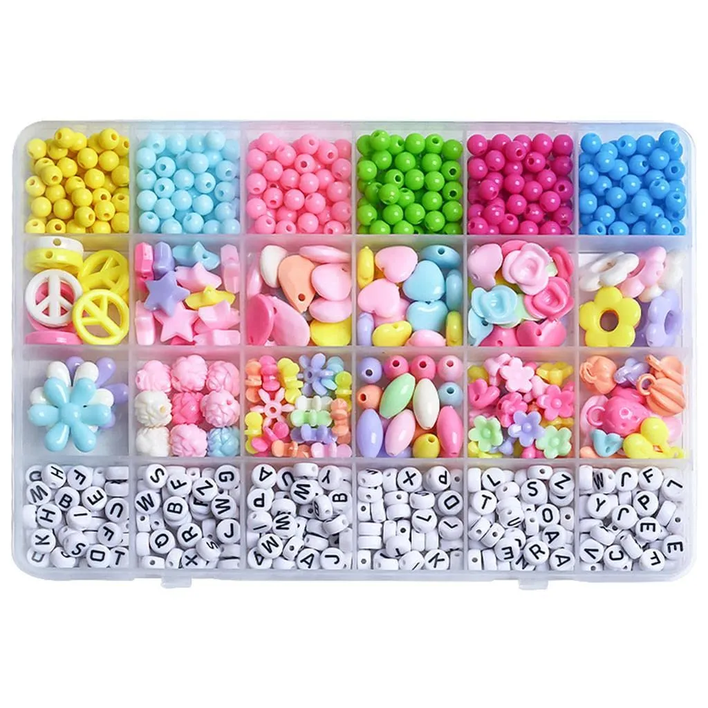 950pcs Colorful Acrylic Beads DIY Jewelry Kit with Tools