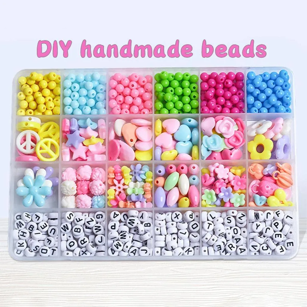 950pcs Colorful Acrylic Beads DIY Jewelry Kit with Tools