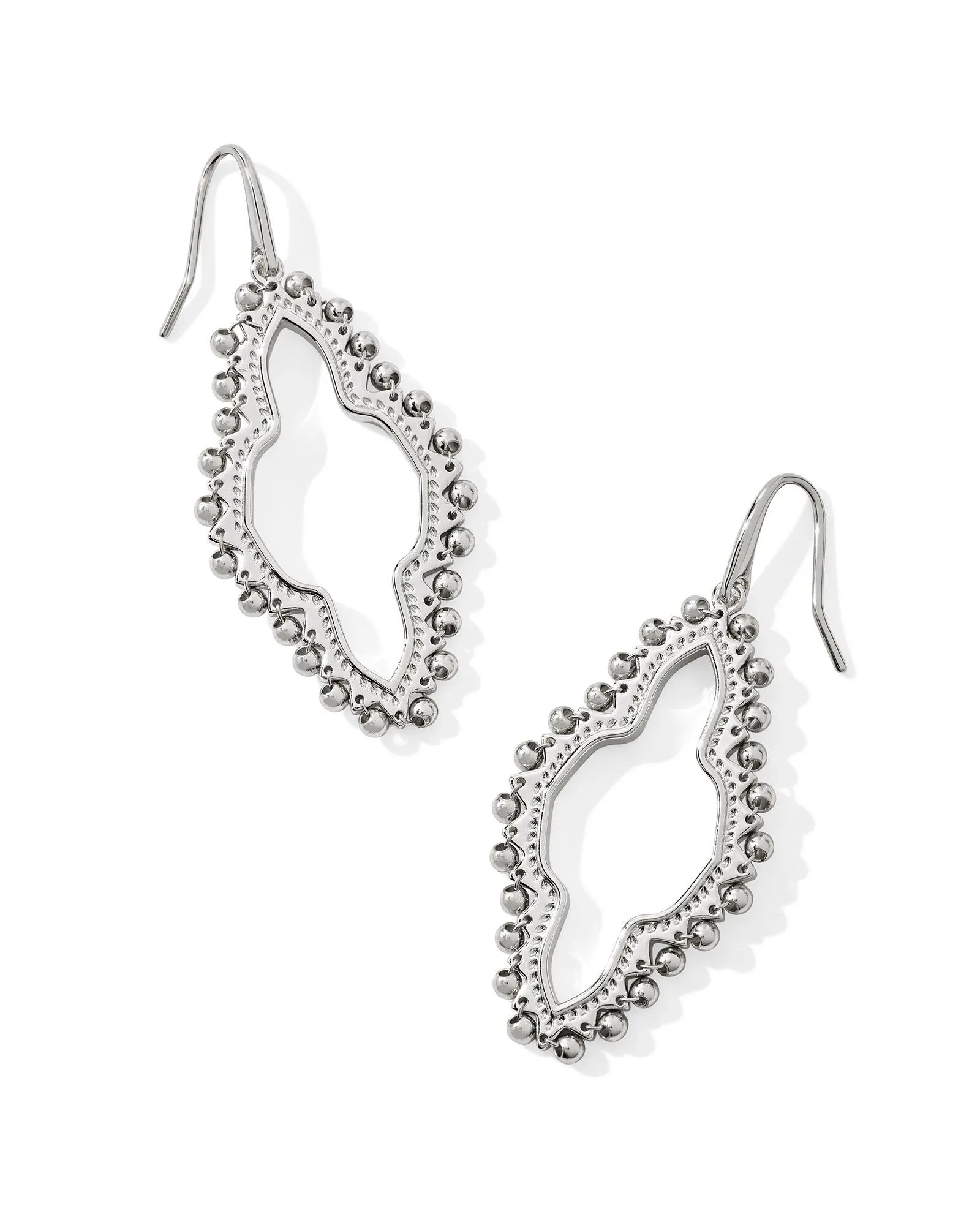 Abbie Beaded Open Frame Earrings In Silver