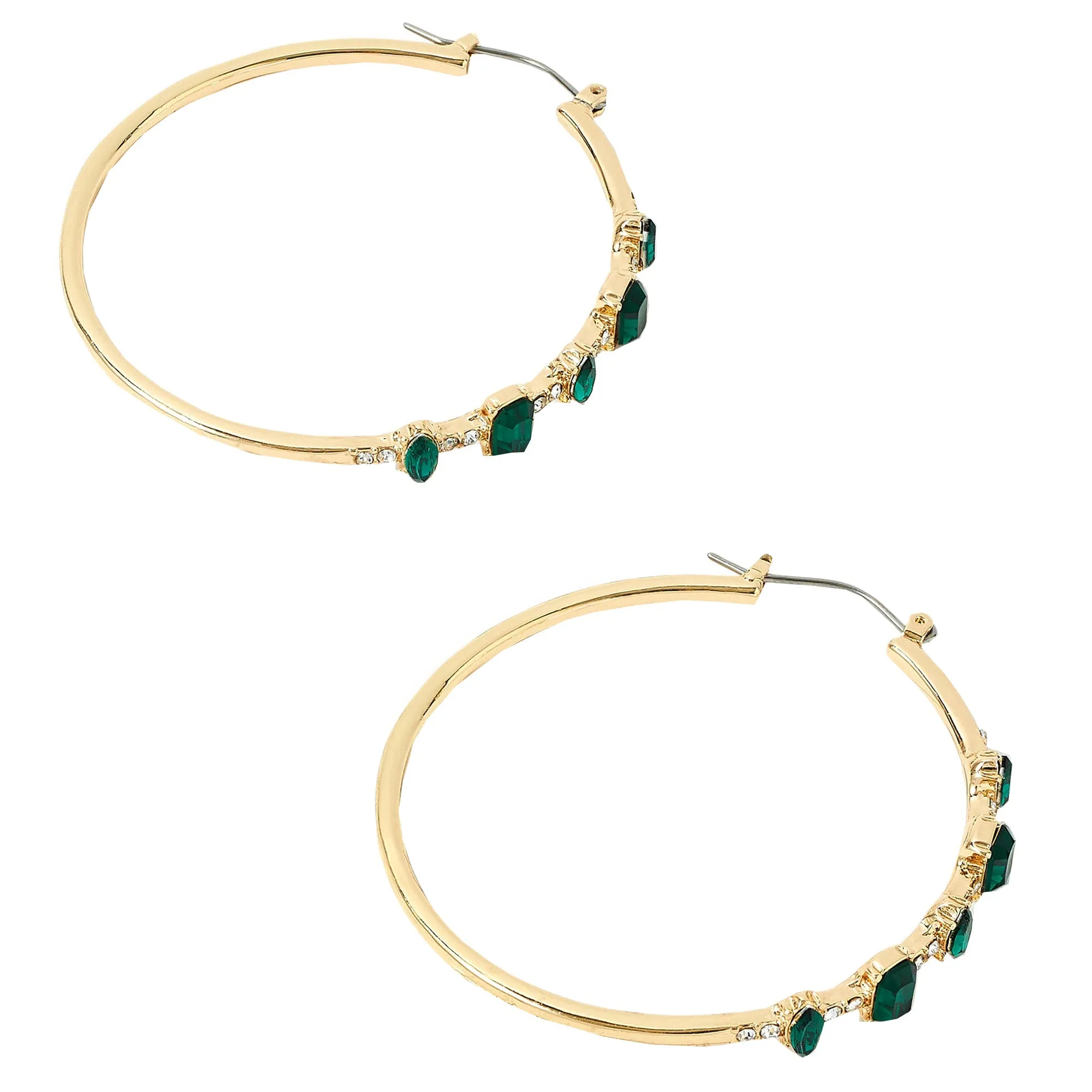 Accessorize London Women's green Willow Wire Station Crystal Hoops